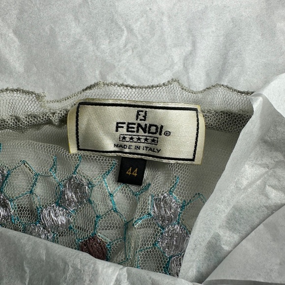 S/S 2000 *FENDI by Karl Lagerfeld* Baguette Beaded Mesh Runway Skirt 44 8-12 - Picture 12 of 15